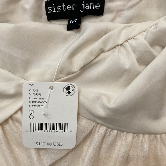 NWT Free People x Sister Jane Reel Rose Cami Dress Medium Cream - Picture 8 of 9